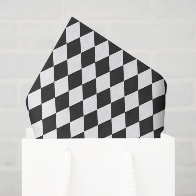 Papier Mousseline Black & White Harlequin Diamonds (Sac cadeau)