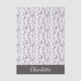 Papier Mousseline Black White Toile Floral Custom Name