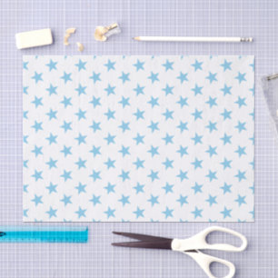 Papier Mousseline Blanc avec étoiles bleues