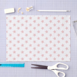 Papier Mousseline Blanc avec étoiles roses