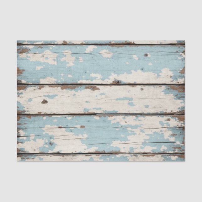 Papier Mousseline blanc et bleu CHIPPY BARN WOOD Tissu Papier (Recto)