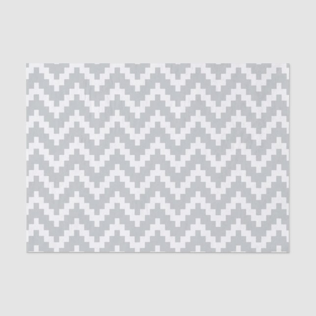 Papier Mousseline Blanc Ikat Chevron sur Arrière - plan gris clair (Recto)