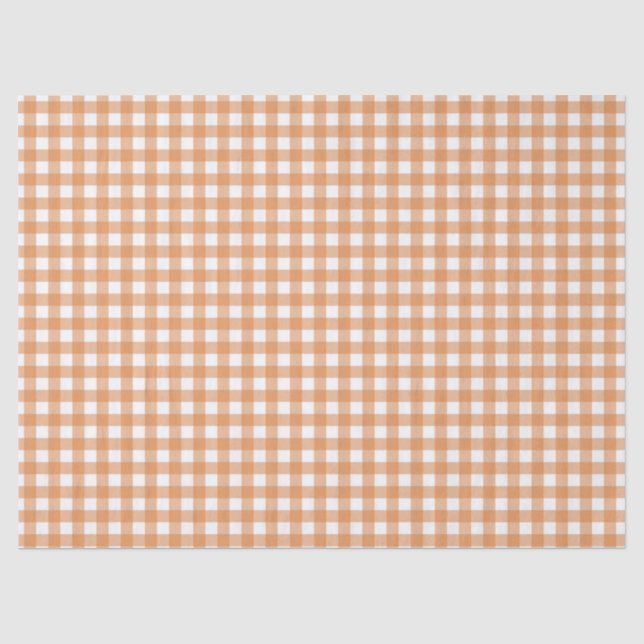 Papier Mousseline Blanc moderne et orange En vichy plaid (Recto)