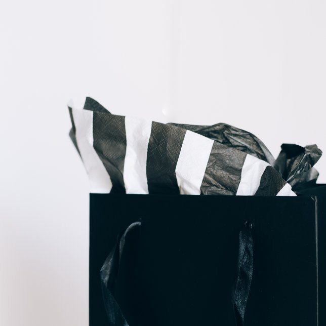 Papier Mousseline Blanc Noir moderne rayé (Créateur téléchargé)