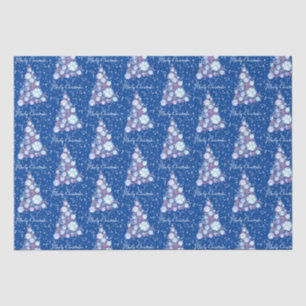 Papier Mousseline Blanc rose pâle et bleu sapin de Noël bleu