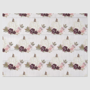 Papier Mousseline Blancs Citrouille Bourgogne rose Floral Automne Aq