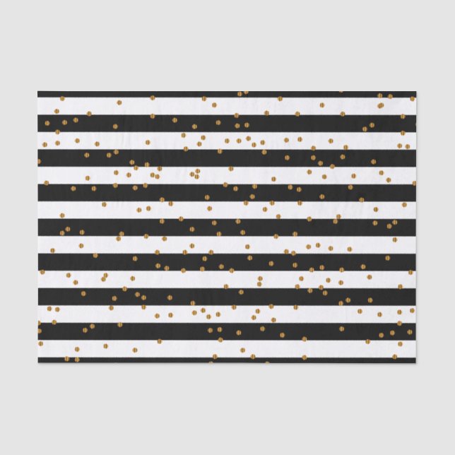 Papier Mousseline Blancs et Noirs avec Confetti Métallurgique (Recto)