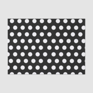 Papier Mousseline Blancs et Noirs Gros Moyens Polka Dot