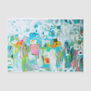 Papier Mousseline Bleu Abstrait