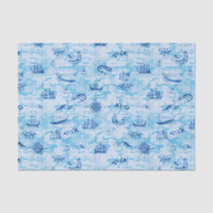 Papier Mousseline Bleu antique nautique d'Ancre de bateau de