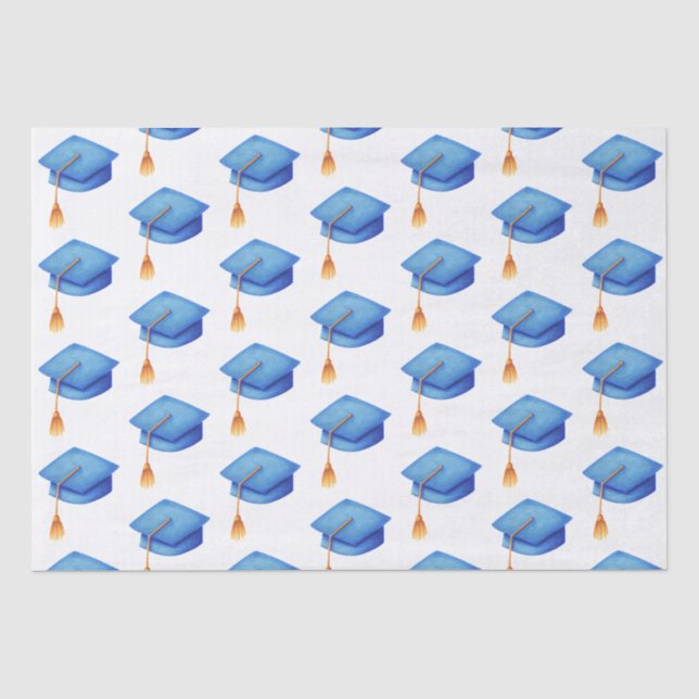 Papier Mousseline Bleu Barrière avec Tassels Graduation (Recto)