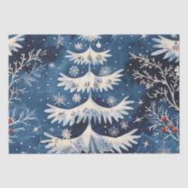 Papier Mousseline Bleu blanc Arbre de Noël Feuillet de Noël