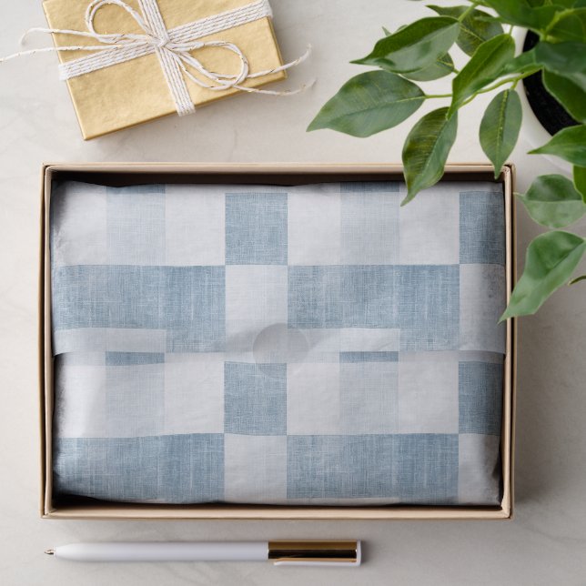 Papier Mousseline Bleu Blanc Denim Jean Anniversaire (Cadeau)