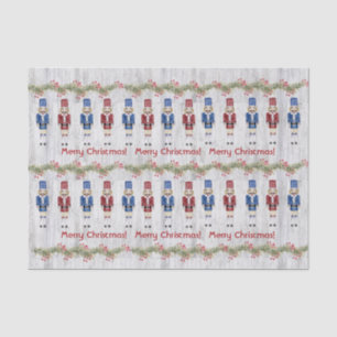 Papier Mousseline Bleu blanc noix Joyeux Noël