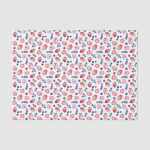 Papier Mousseline Bleu blanc rouge pâtisseries d'été Bleu bleuets