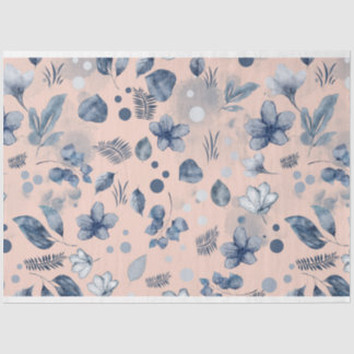 Papier Mousseline Bleu bleu marine bleu floral