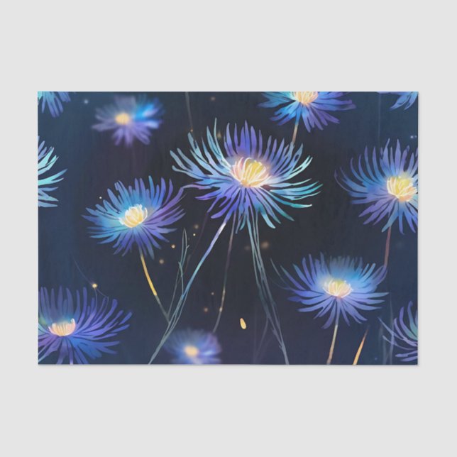 Papier Mousseline Bleu Céleste Aster Une Fleur Cosmique (Recto)