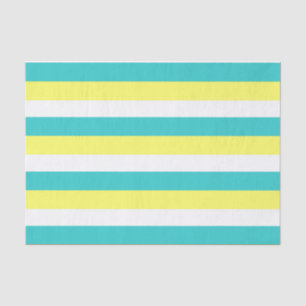 Papier Mousseline Bleu d'Aqua, jaune citron et blanc