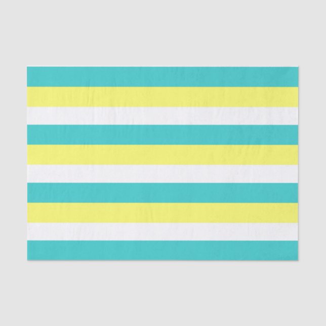 Papier Mousseline Bleu d'Aqua, jaune citron et blanc (Recto)
