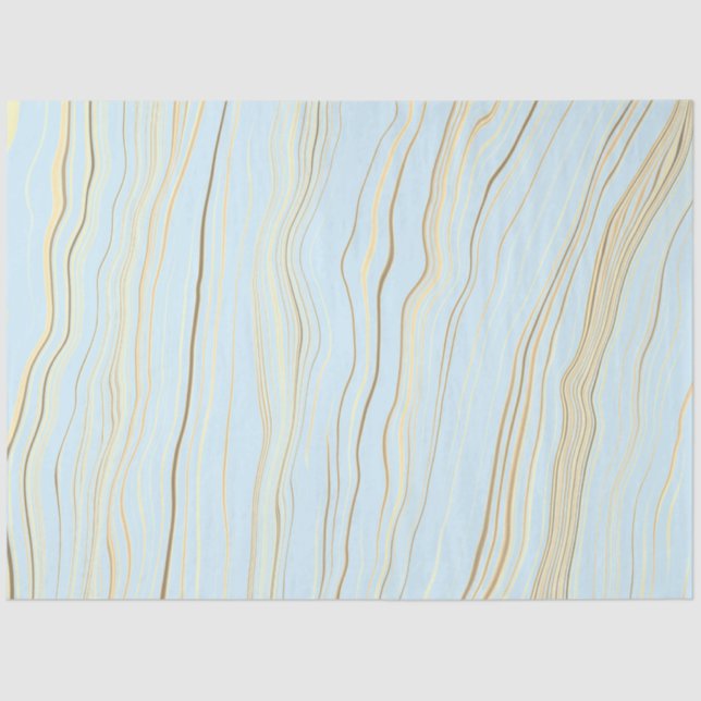 Papier Mousseline Bleu de plage contemporain avec Découpage en lin (Recto)