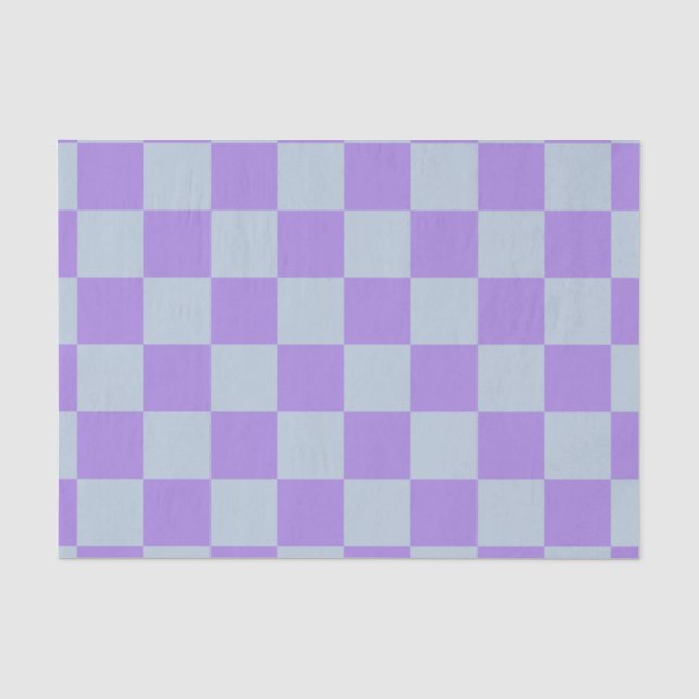 Papier Mousseline Bleu doux et À damiers lavande (Recto)