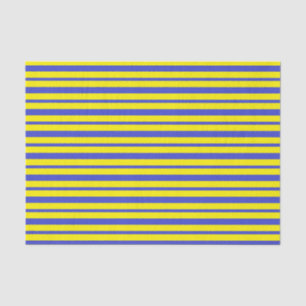 Papier Mousseline Bleu épais et fin et rayures jaunes