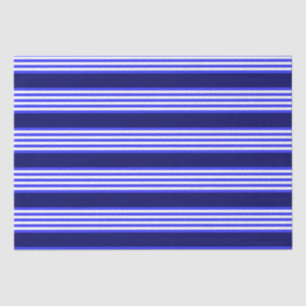 Papier Mousseline Bleu et blanc cinq bandes motif