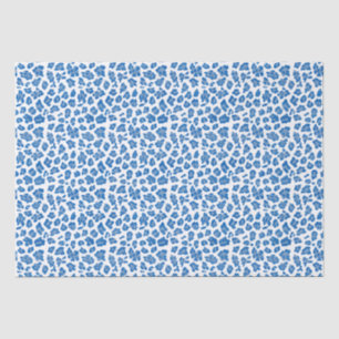 Papier Mousseline Bleu Et Blanc Empreinte de léopard