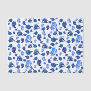 Papier Mousseline Bleu et blanc Siamais combattant