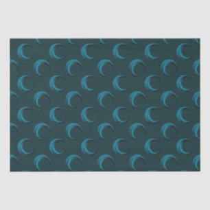 Papier Mousseline Bleu et Vert Croissant Lunes Motif Halloween