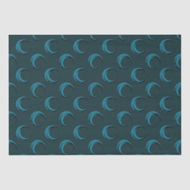 Papier Mousseline Bleu et Vert Croissant Lunes Motif Halloween (Recto)