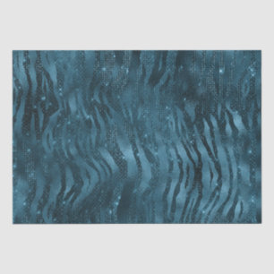 Papier Mousseline Bleu étincelle Zèbre Imprimer