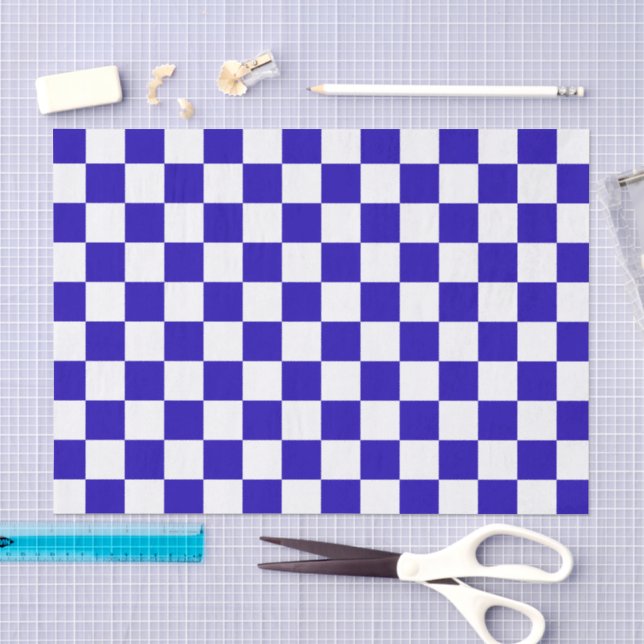 Papier Mousseline Bleu foncé à carreaux  (Artisanat)