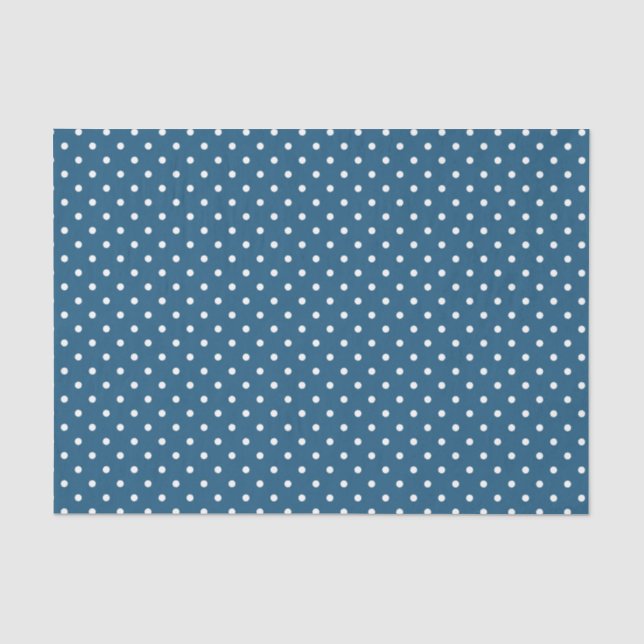 Papier Mousseline Bleu foncé avec Pois blancs (Recto)