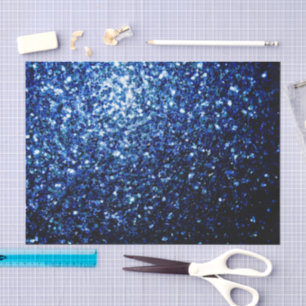 Papier Mousseline Bleu foncé profond brillant faux paillettes scinti