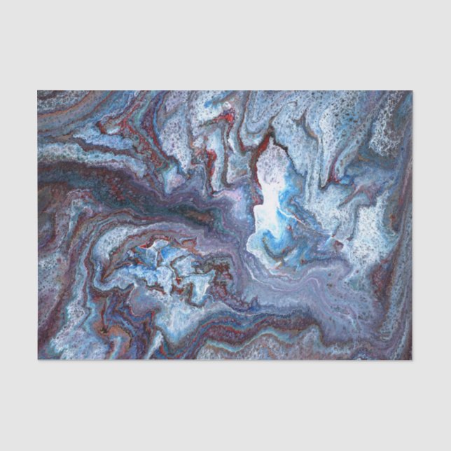 Papier Mousseline Bleu marbré (Recto)
