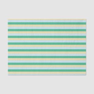 Papier Mousseline Bleu pâle, vert d'Aqua et rayures beiges