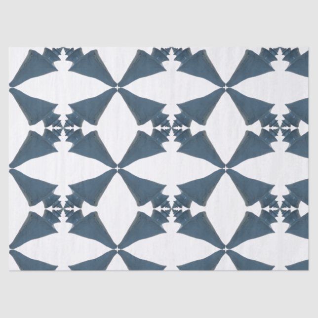 Papier Mousseline Bleu peint japonais merveille motif côtier (Recto)