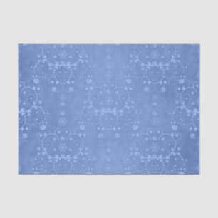 Papier Mousseline Bleu Pervenche Fantaisie Style Floral Damassé