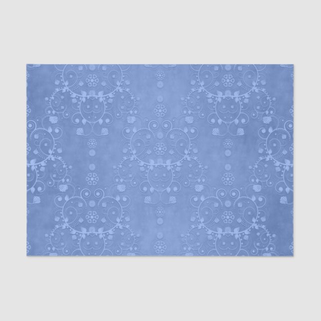 Papier Mousseline Bleu Pervent Fancy Floral Style Damas (Recto)