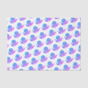 Papier Mousseline Bleu pourpre Octopus mignon animal