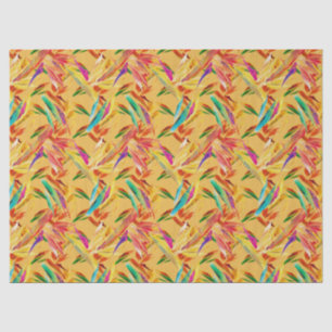 Papier Mousseline Bleu rouge violet Abstrait Art Déco Floral