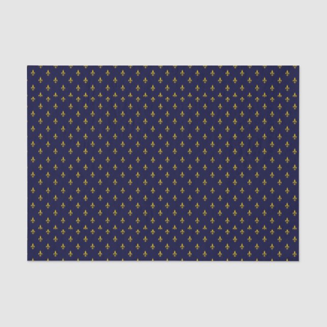 Papier Mousseline Bleu royal Fleur De Lis (Recto)