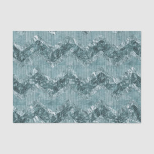 Papier Mousseline Bleu turquoise Chevron Zigzag Stripes