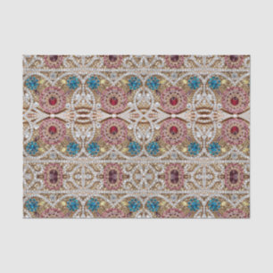 Papier Mousseline bleu turquoise or bordeaux rose bohème