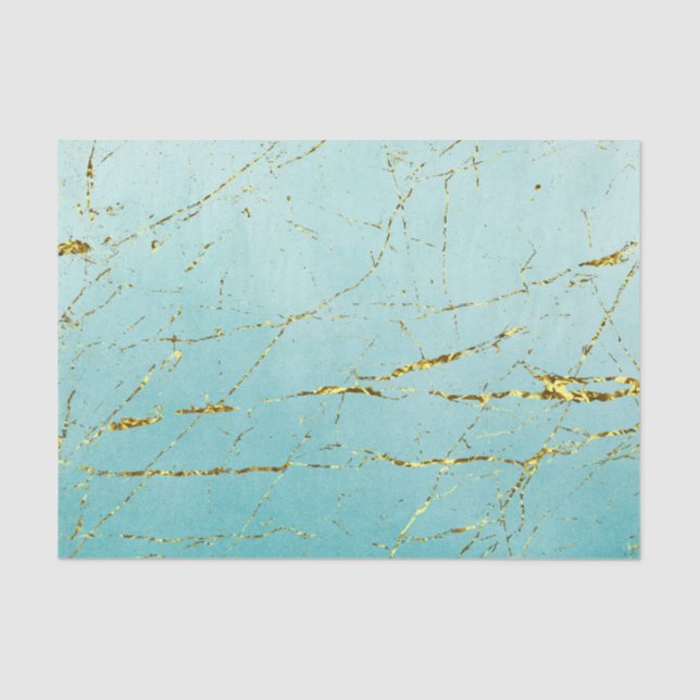 Papier Mousseline Bleu Vert Avec Or (Recto)