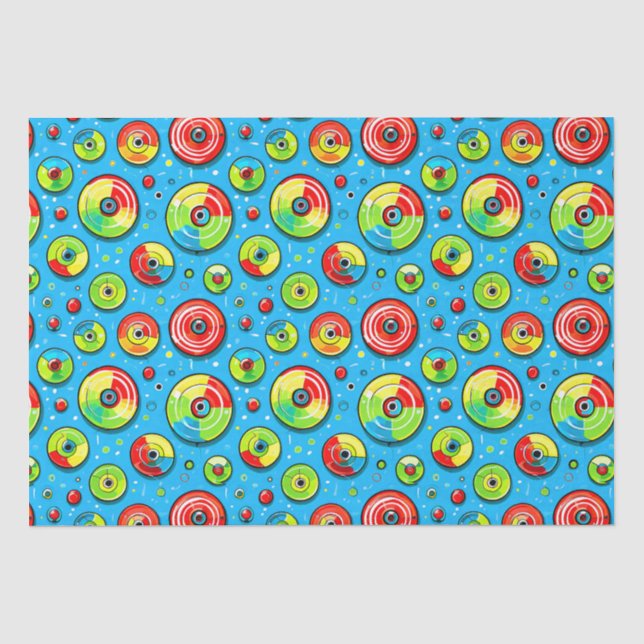 Papier Mousseline Bleu, Vert et Disque Rouge Golf Thème Anniversaire (Recto)