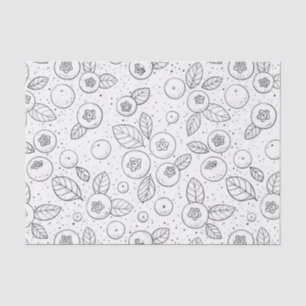 Papier Mousseline Bleuets en noir et blanc