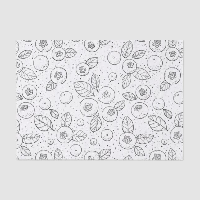Papier Mousseline Bleuets en noir et blanc (Recto)