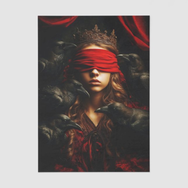 Papier Mousseline Blindfolded Gothic Queen of Ravens FC5R Decoupage (Recto)